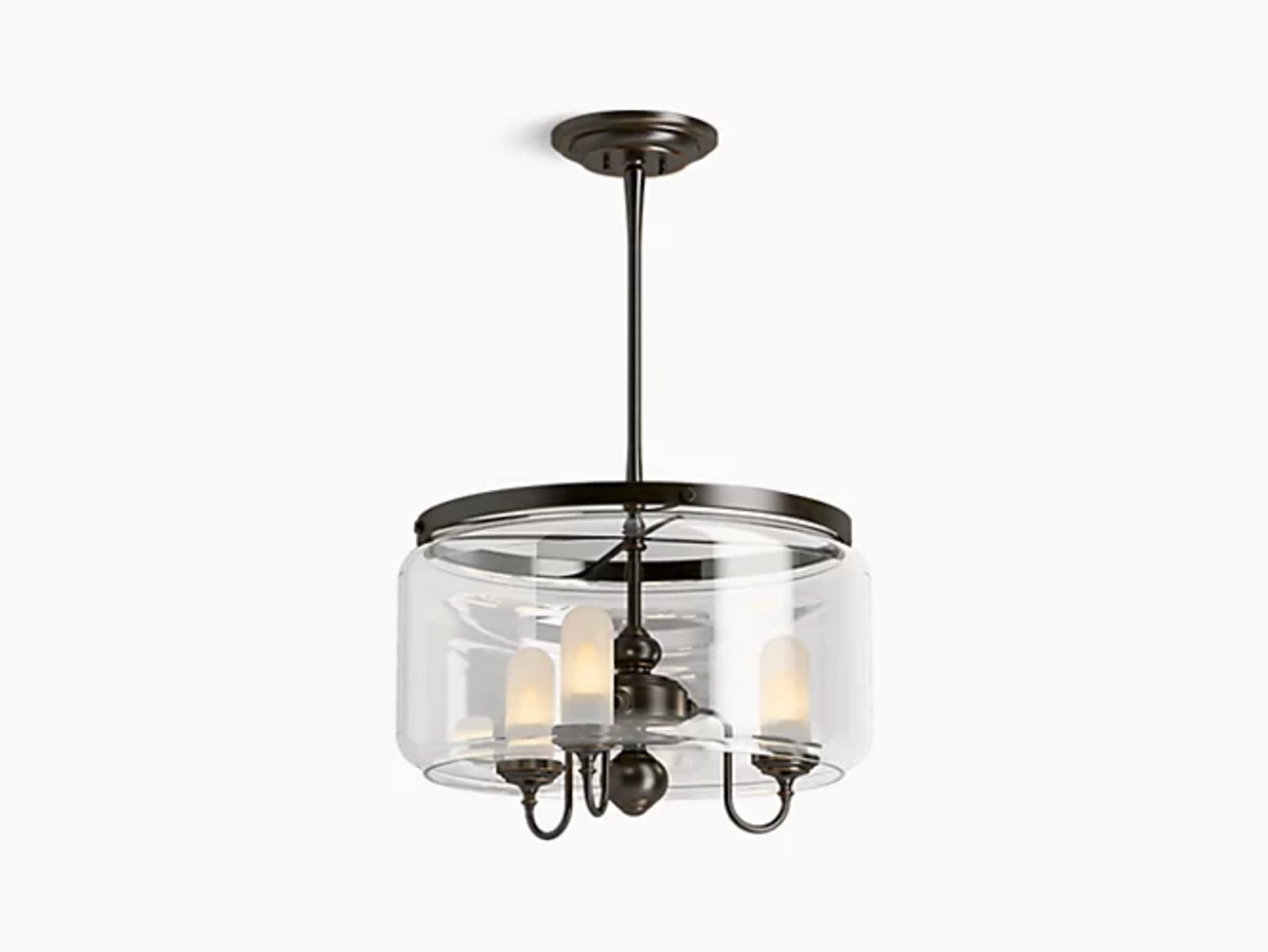 KOHLER Artifacts Chandelier Light Fixture, Three Chandelier Lighting, Adjustable Hanging Length, 3 Light - Drum, Oil Rubbed Bron