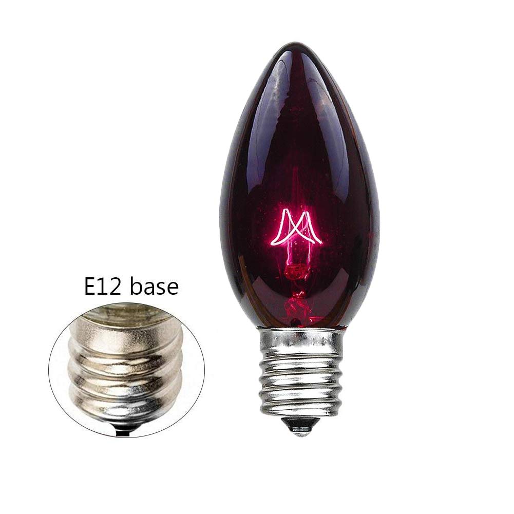 GOOTHY C7 Halloween Replacement Light Bulbs, 25 Pack, 5W Transparent Black Light Purple, Candelabra Base