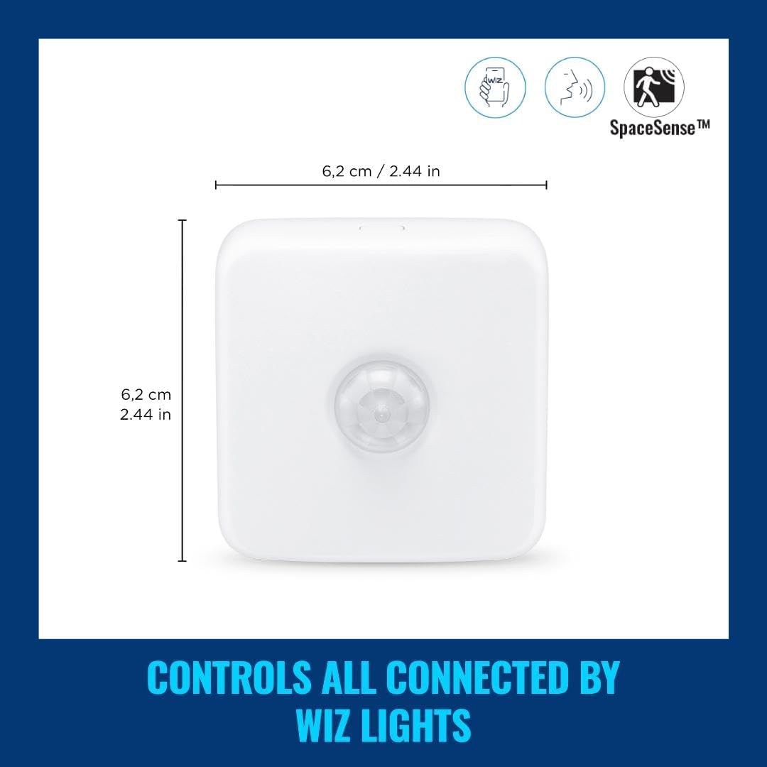 WiZ Indoor Motion Sensor - Connects to Your Wi-Fi- Works with WiZ Connected Products - Smart Motion Sensor - Batteries Included