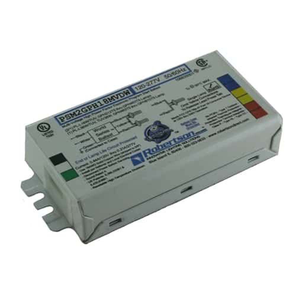 Robertson 3P20165 Psm2Gph18Mvdw Fluorescent Eballast For 2/1 Pl-L18W/Tuv, Gph212T5 Thru Gph463T5 Lamps, 1 Pl-36W/Tuv, Tuv36W, Gph463T5 Thru Gph810T5 Lamps, 120-277Vac, 50-60Hz, Nbf, Hpf