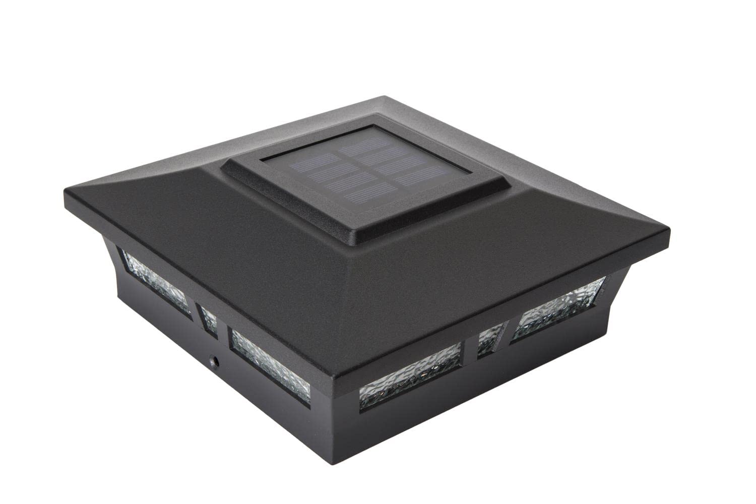 Classy Caps SLX772B 6x6 Black Aluminum Oxford Solar Post Cap - High-Performance Solar Lighting, 2 LEDs, Durable Cast Aluminum, D