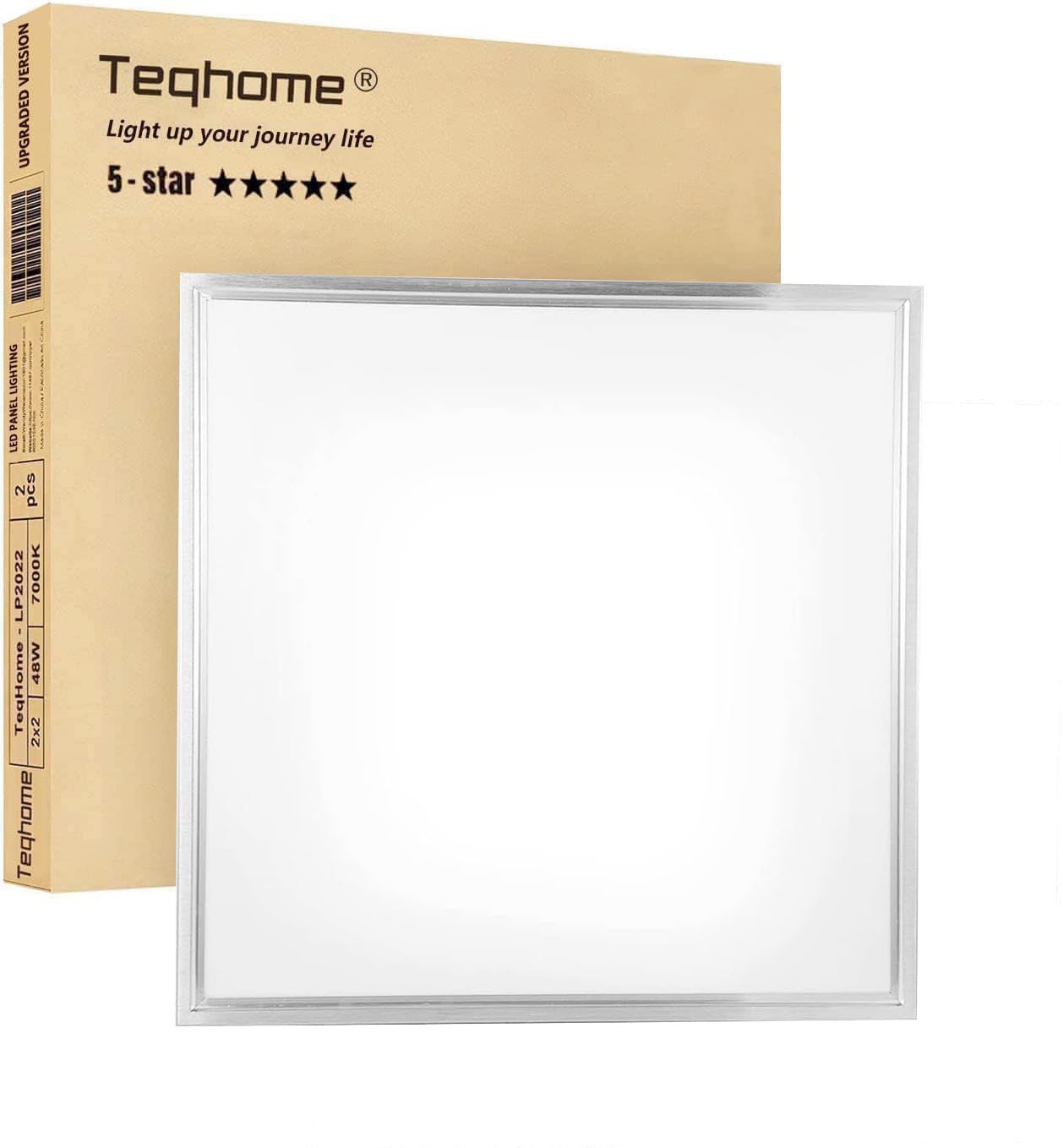 LED Flat Panel Light 2x2 ft,White LED Drop Ceiling Office Lights,48W=150W Indoor Commercial Flat Backlit Fixture, 4800LM/7000K,C