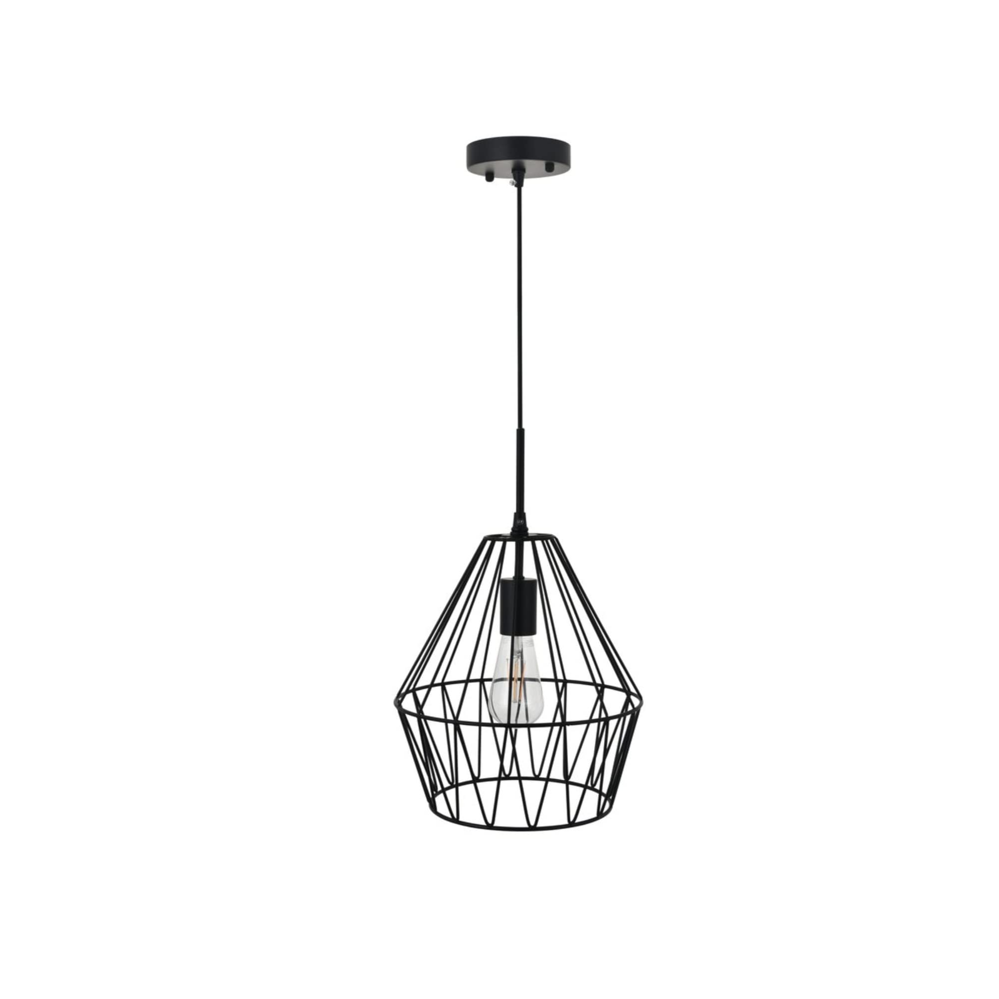 Living District Candor 1-Light Mid-Century Metal Pendant In Black