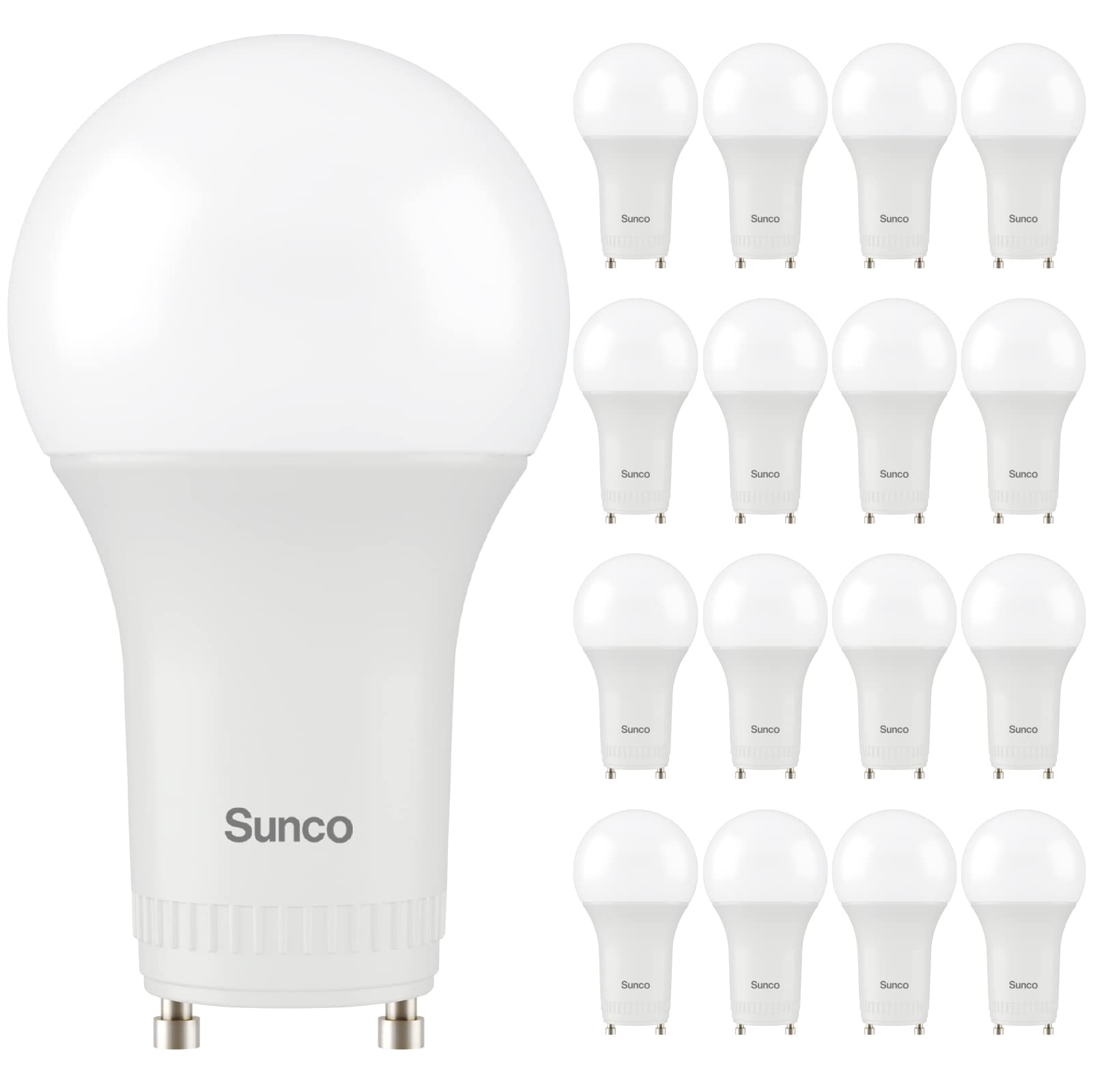 Sunco 16 Pack Gu24 Led Bulb A19, 2 Prong Light Bulbs, 800 Lm, 9W (60W Equivalent), 4000K Cool White, Dimmable, Twist & Lock Gu24