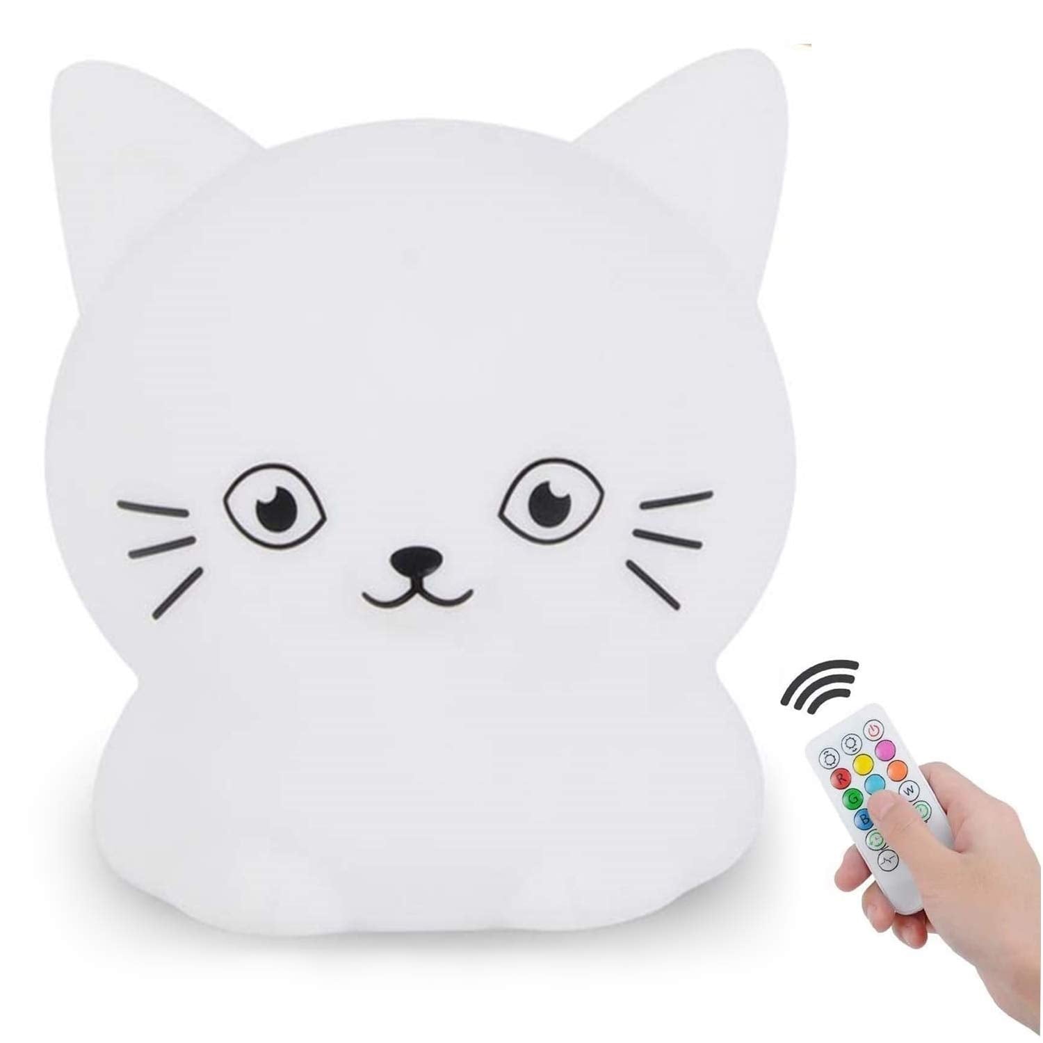 Glinrui Cat Night Lights Children'S Room Lighting, Toddler Bedroom Sleep Lights Bedside Lamp - 9 Colors Lamps Room Decor For Tod