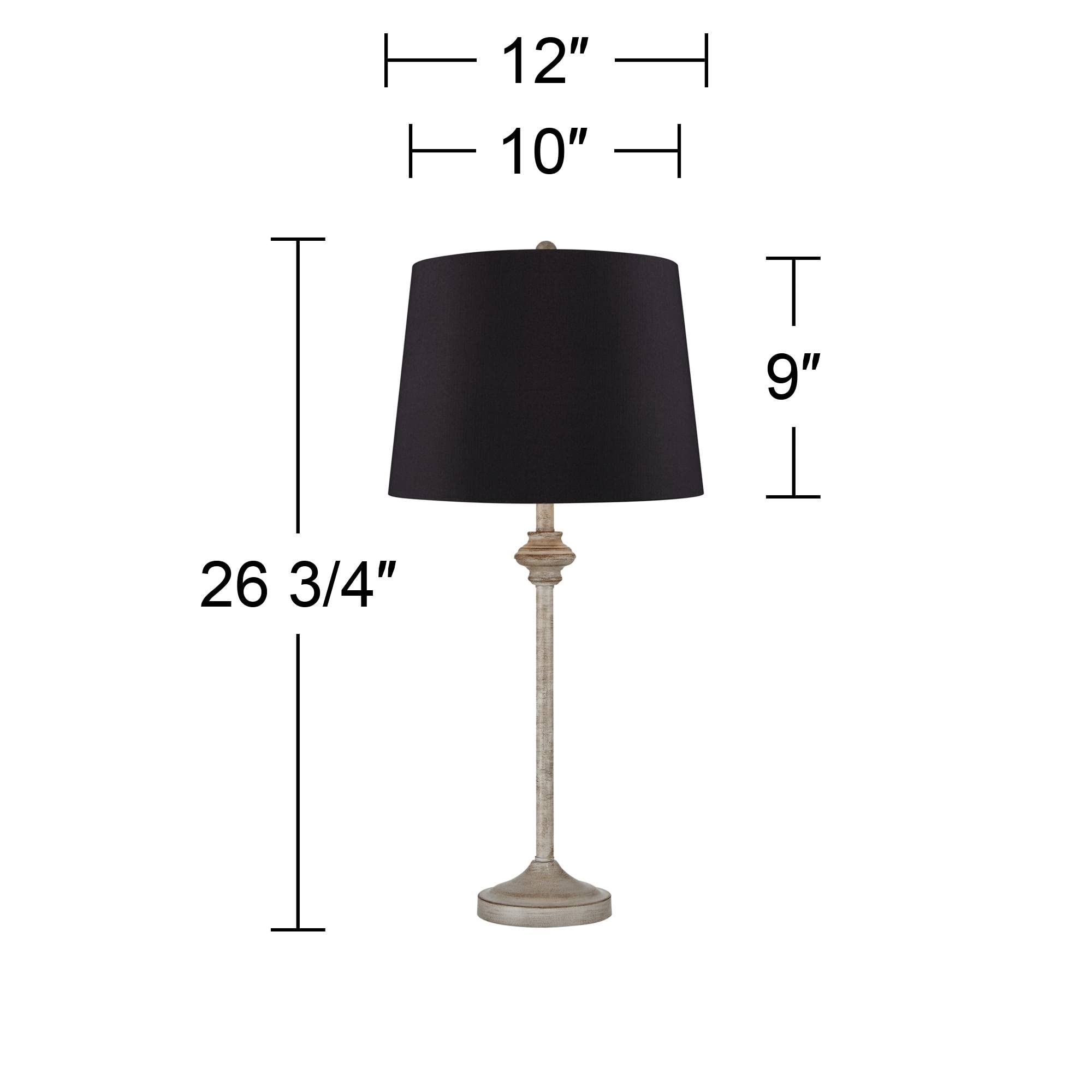 360 Lighting Lynn Country Cottage Farmhouse Rustic Buffet Table Lamps 26.75'' Tall Skinny Set Of 2 Light Beige Wood Black Faux S