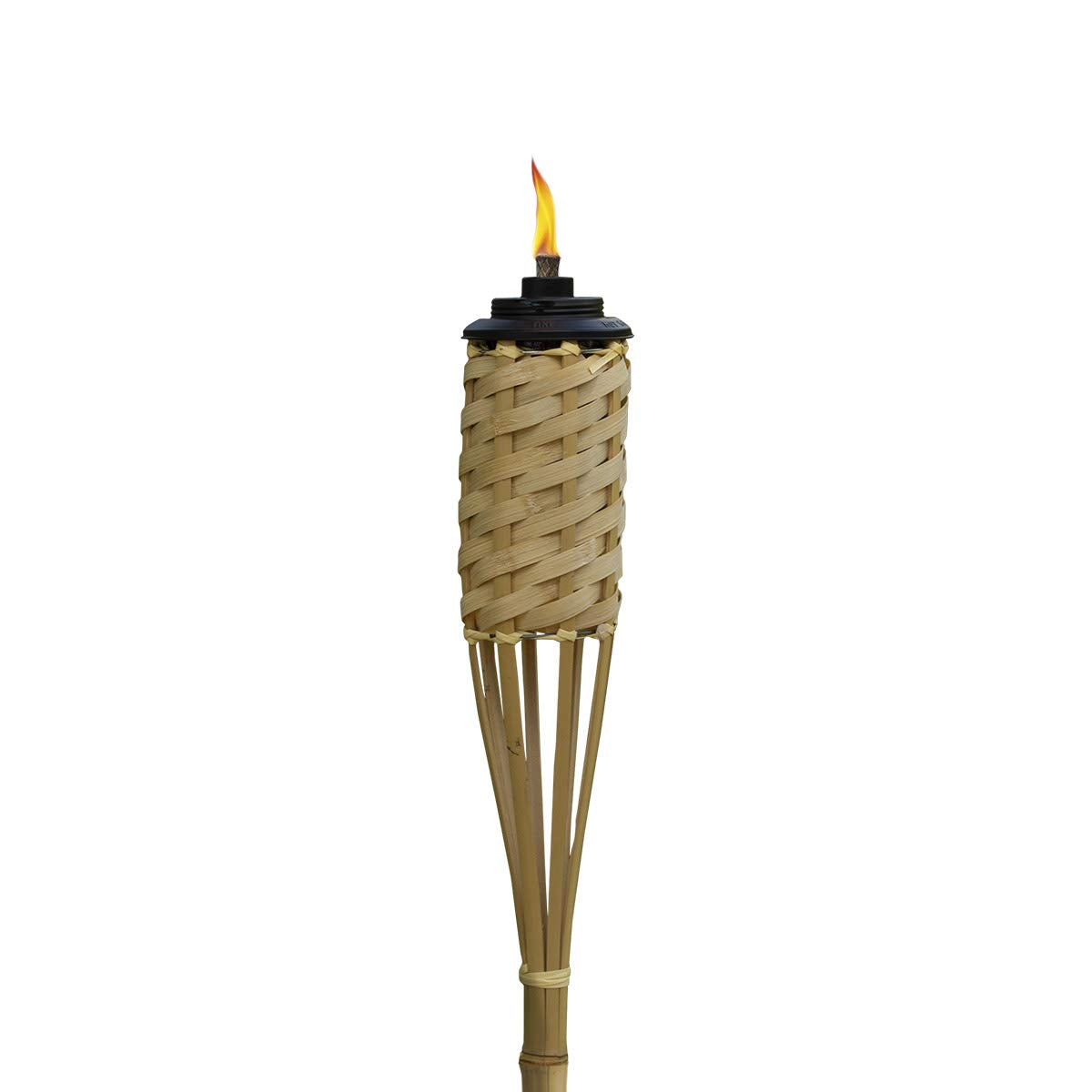 TIKI Bamboo Tiki Torches 12-Pack, Weather-Resistant, 57-Inch, Natural, Model 1120116, Easy-Pour Canister for Outdoor Décor