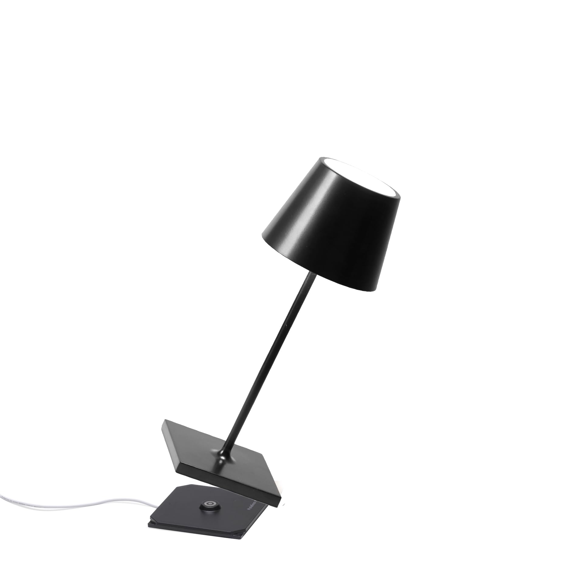 Zafferano Poldina Pro Mini Lamp Rechargeable Cordless 11.8in Black Aluminum Touch Control