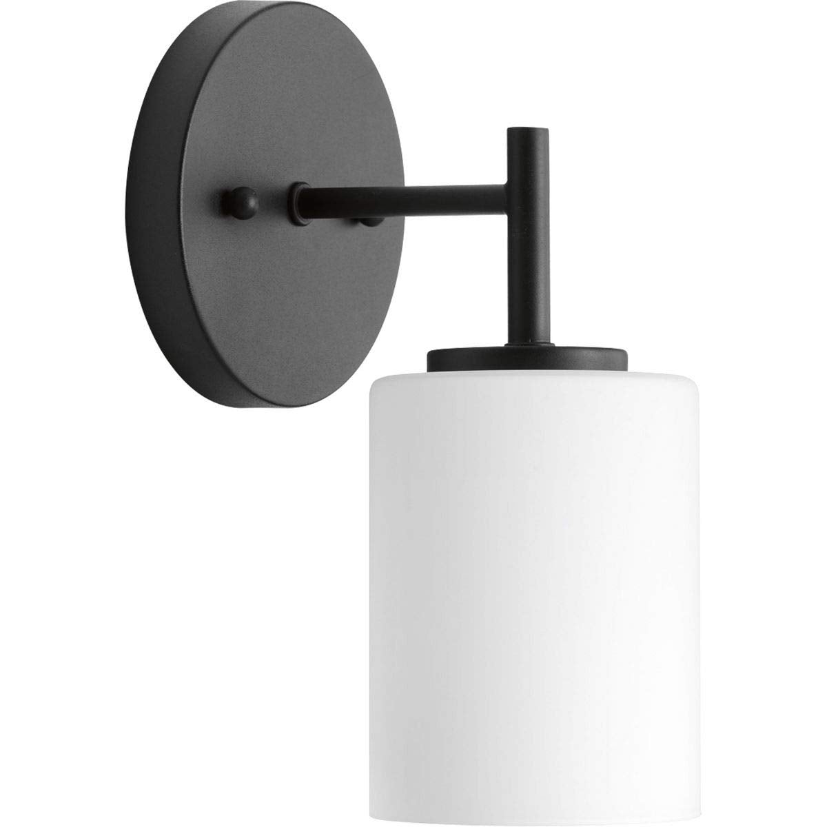 Progress Lighting 1-Light Bath Vanity Light Etched White Glass Textured Black Model P2131-31