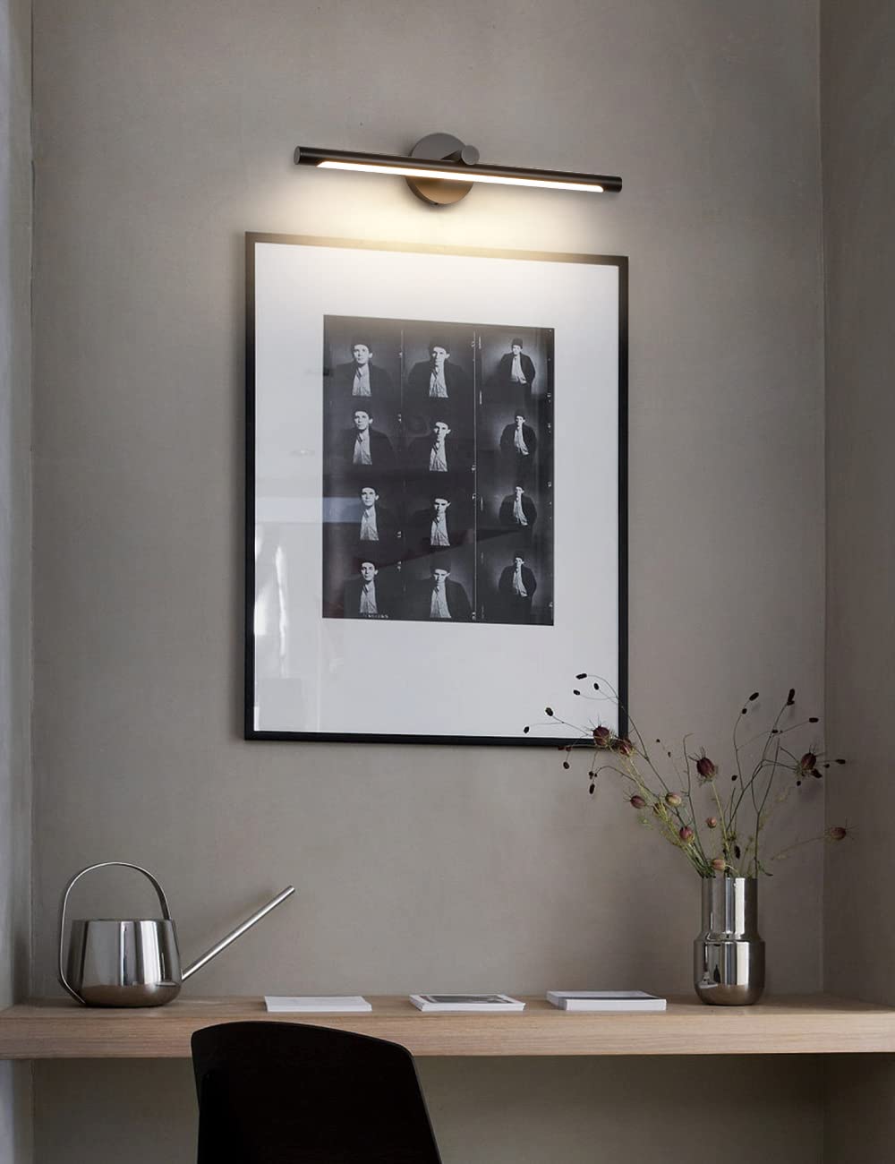 JUSHENG LED Picture Light Hardwired 12W 3000K Warm White 24.21in Black Metal Gallery Display Light Model 9050-12W-BK-3000K