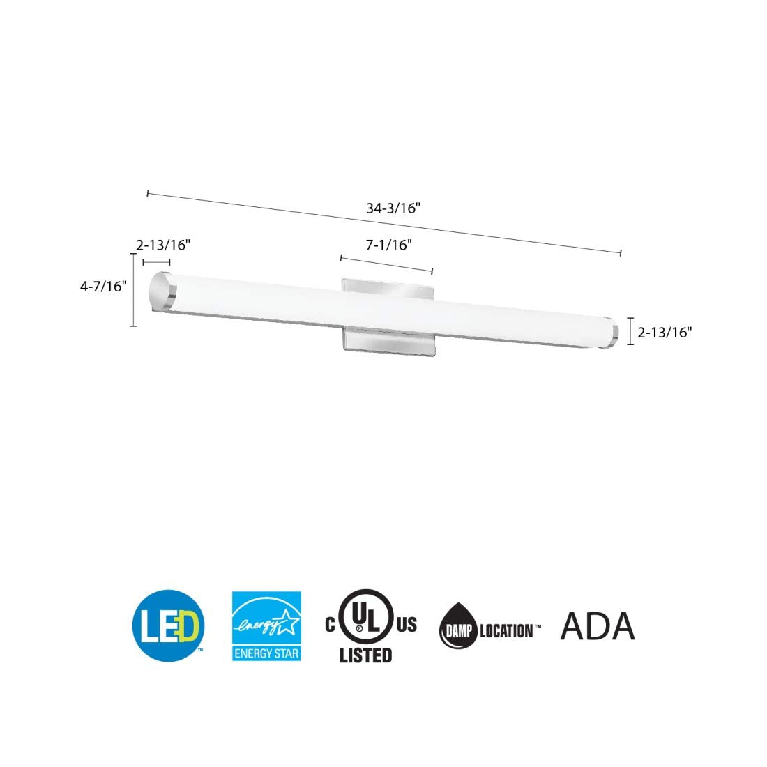 Lithonia Lighting Vanity Fixture, Cylinder, 36IN, Color Temperature Switchable, Model FMVCCLS, Alloy Steel, 90CRI