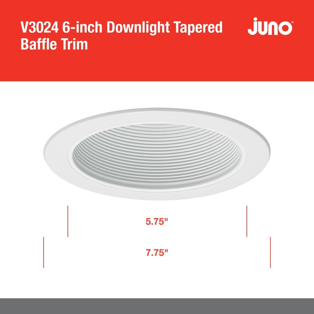 Juno Lighting V3024 Wwh 6 Inch Conical Baffle Trim Round White Vulite