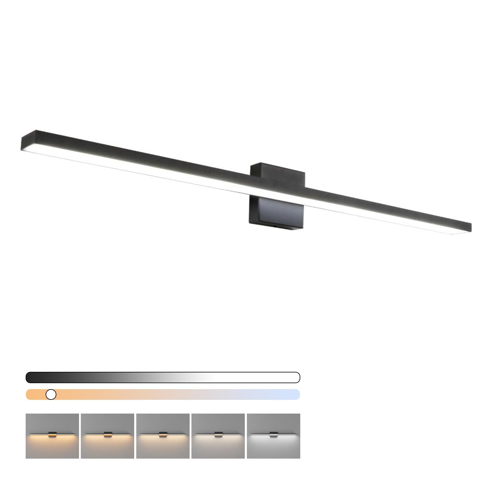 Ralbay Bathroom Vanity Light Bar, 30W Dimmable LED, 40 inch, Black, 5 Color Temperature, Model 6102-Light, Acrylic