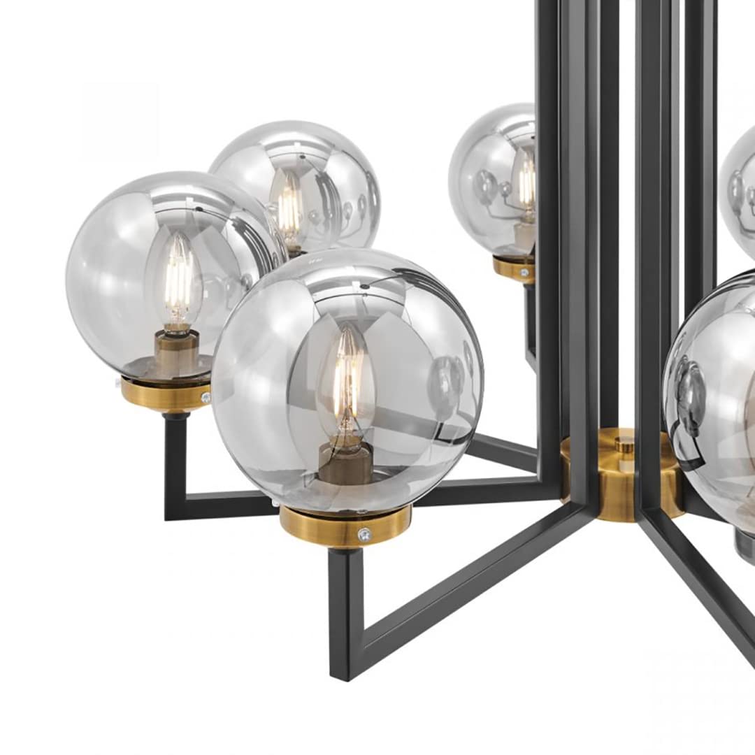 Finesse Decor Monachopsis Chandelier, Large, Metal, Gold and Black, Model CH-32402