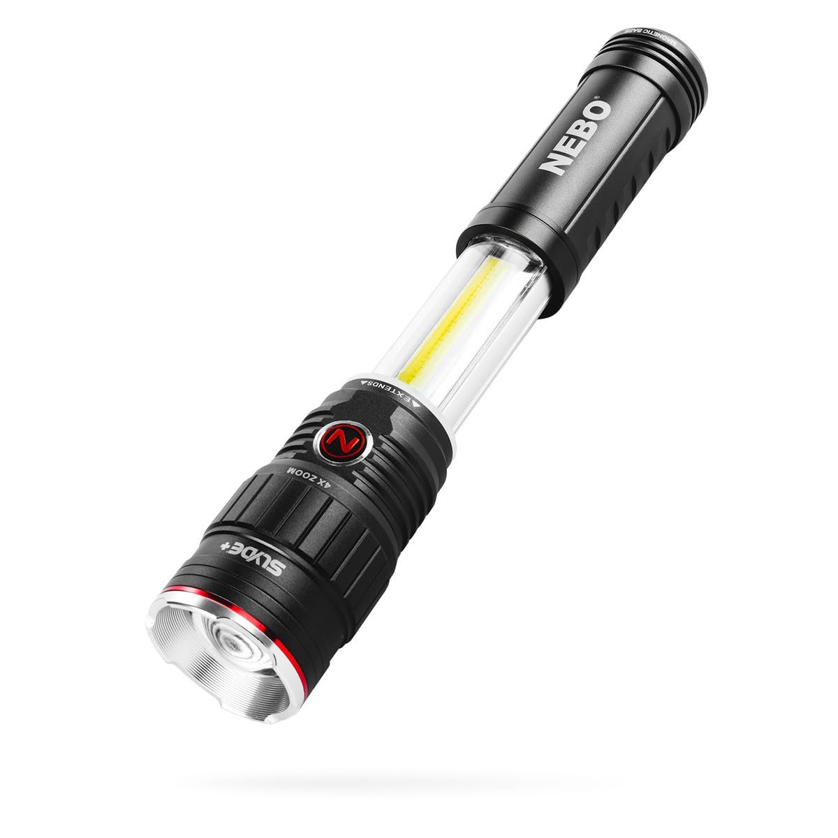 NEBO SLYDE+ Tactical LED Flashlight, 400-Lumen, Aluminum, Red, Model NEB-WLT-0006, with Magnetic Base & Slide-To-Reveal Work Light