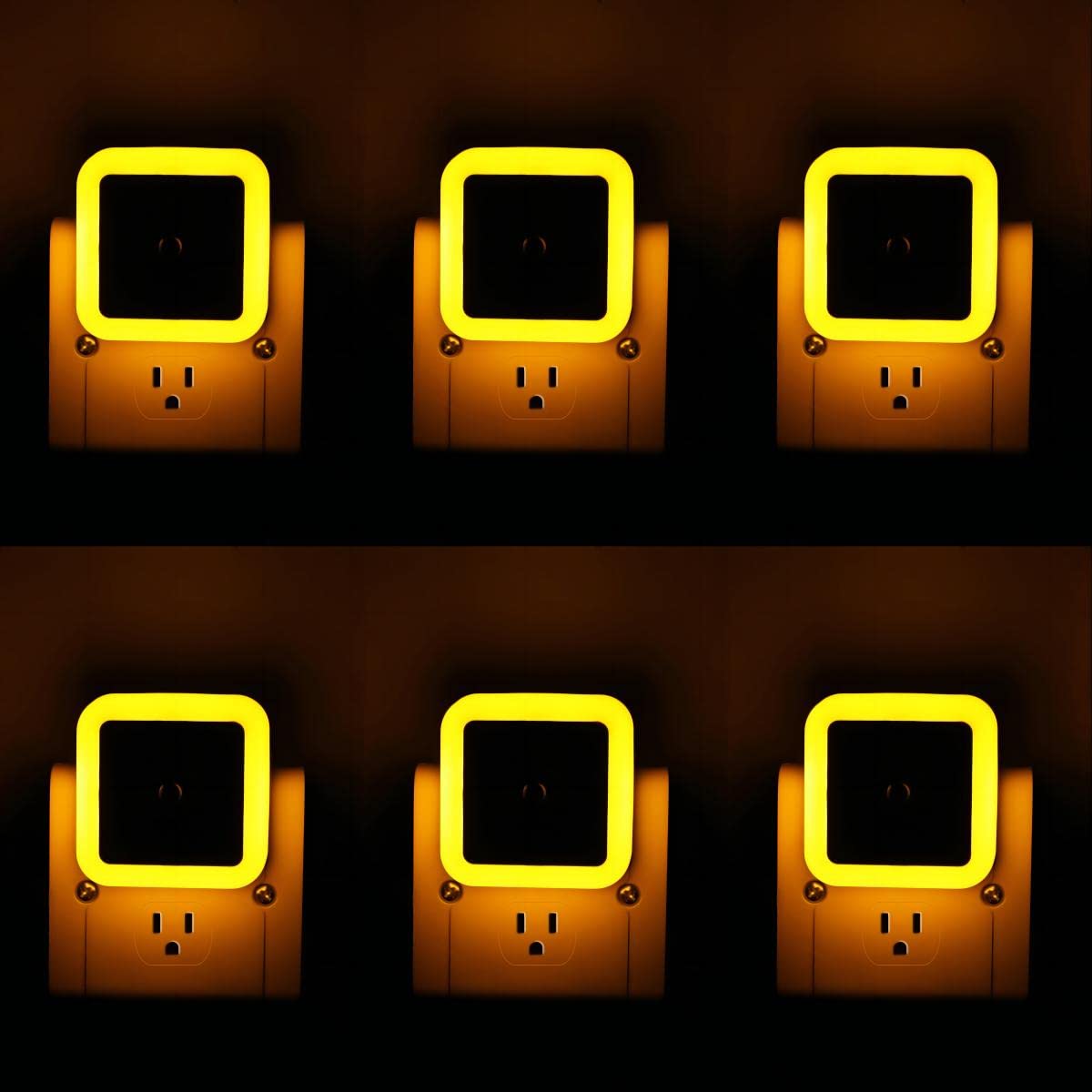 KINUR LED Night Light Plug-in with Dusk to Dawn Sensor, Amber Color, Model GB603, Ideal for Kids Room, Bathroom, Hallway
