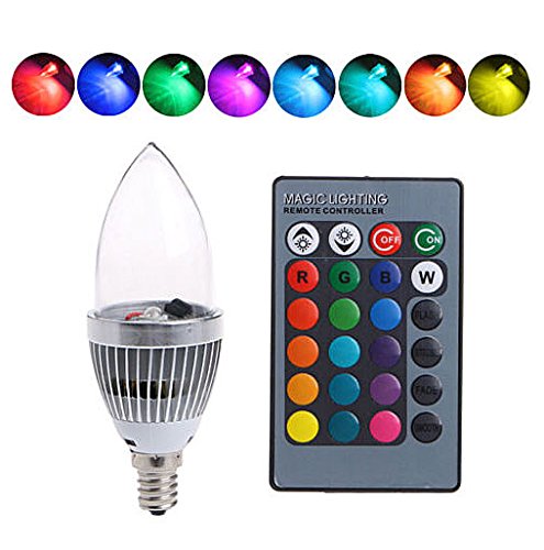 Atyhao RGB Candle Light, E14 E12 3W RGB LED Color Changing Candle Light Lamp Bulb Remote Control Kit for Corridors, Toilets, Cor