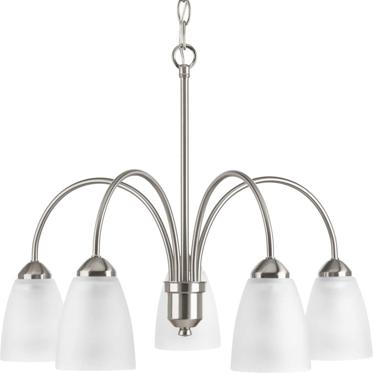 Progress Lighting Gather Collection 5-Light Etched Glass Traditional Chandelier Light Brushed Nickel