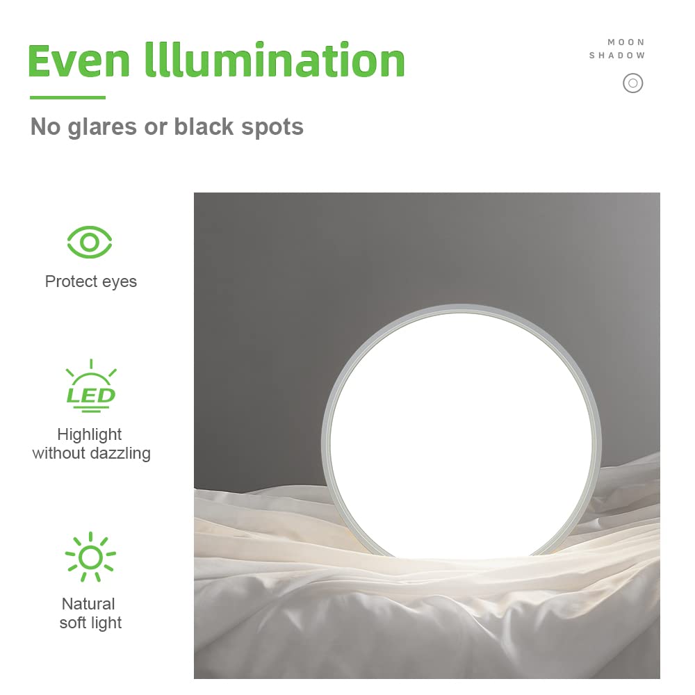 Lightingwill 15.7 Inch Led Flush Mount Ceiling Light Fixture, 5000K Daylight White, 3800Lm, 32W, Flat Modern Round Lighting Fixt