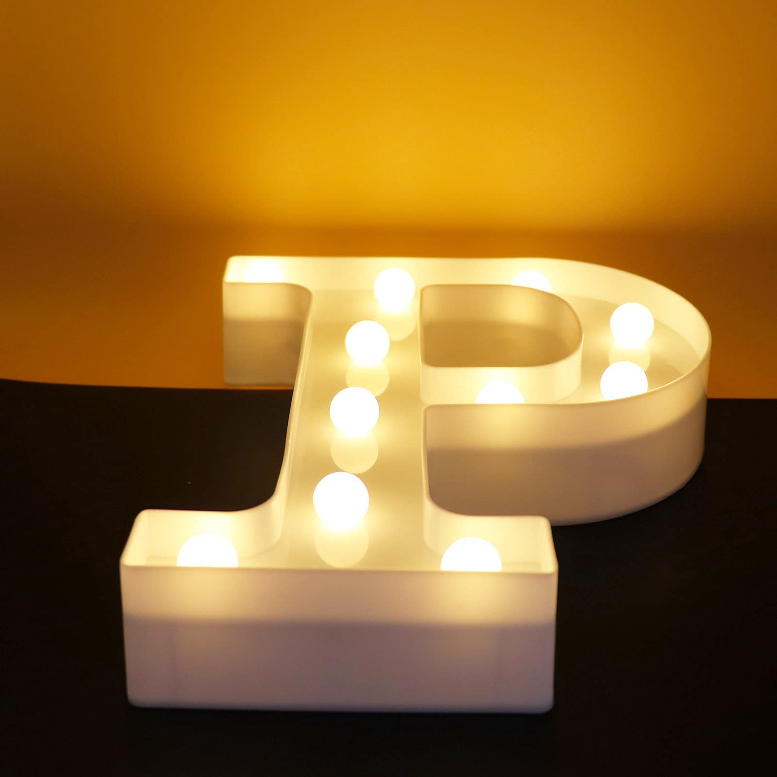 Ausaye Led Letter Lights Alphabet Light Up Sign Night Light For Home Party Wedding Decoration (P)