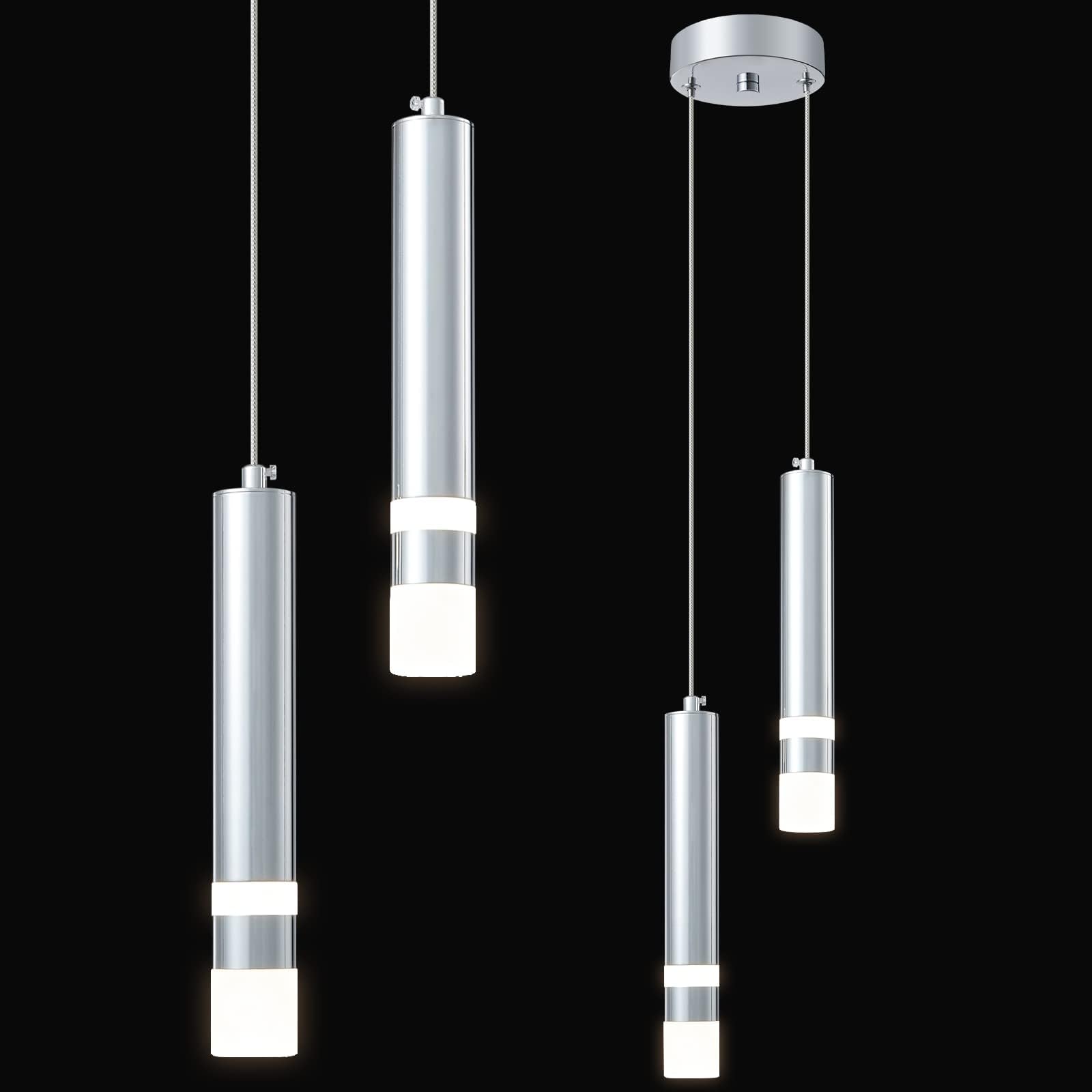 LIANGMH Modern Pendant Light Kitchen Fixture Dimmable LED Chrome Mini Pendant Lighting fo Kitchen Island Bedroom Bedside Table S