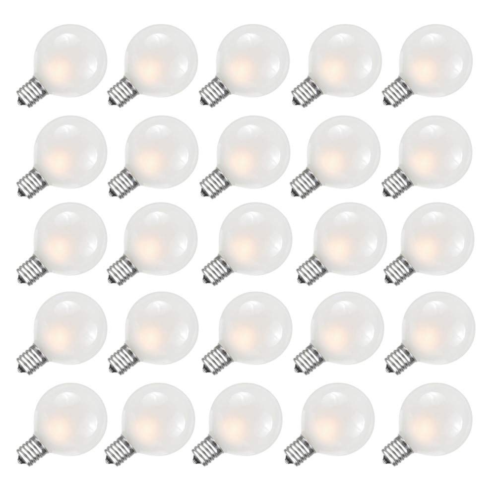 SUNSGNE G40 Globe Replacement Bulbs, Frosted Glass, E12/C7 Screw Base, 5W, 25 Pack