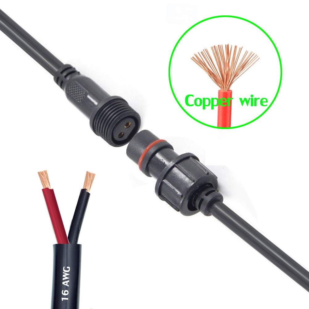 Dstfuy Waterproof Connector 2 Wire,16Awg 2Pin Male Female Plug Led Connector With Ip65,20Cm Extension Cable For Car,Led Strip Lights (5Pairs)