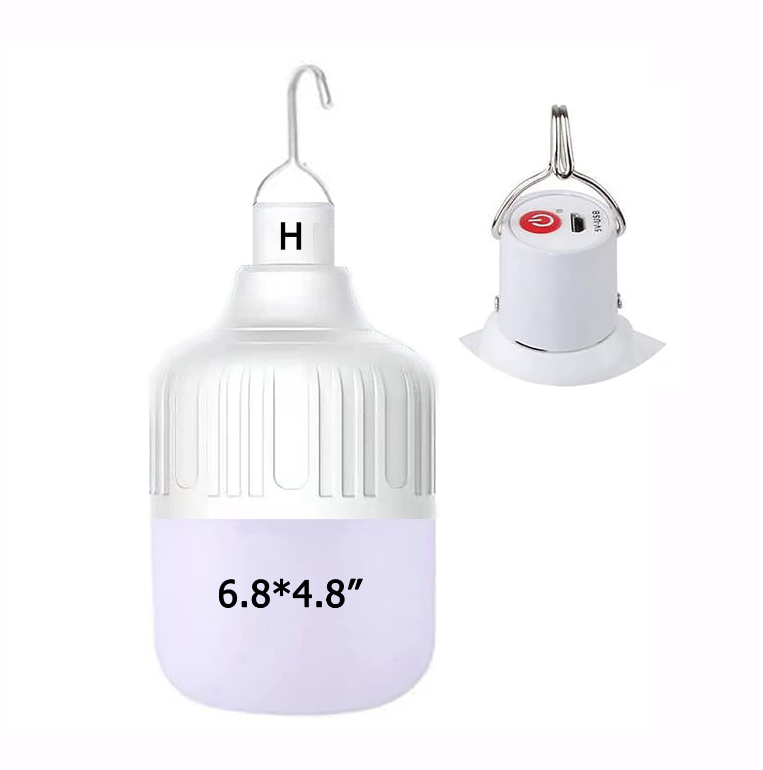 XLSBZ Rechargeable Camping Lantern - IPX7 Waterproof, 3600mAh Battery, 5 Light Modes, 6.8x4.8in, White, Model LED-G