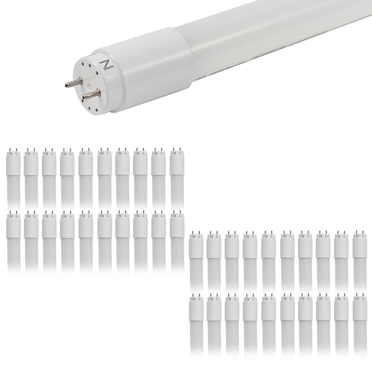 MKUJOO 40 Pack 4FT LED T8 Type A+B Tube Lights  24W  5000K  Single or Double End Powered  Plug and Play or Ballast Bypass  4 Foot T10 T12 Fluorescent Bulbs Replacement  Milky Cover