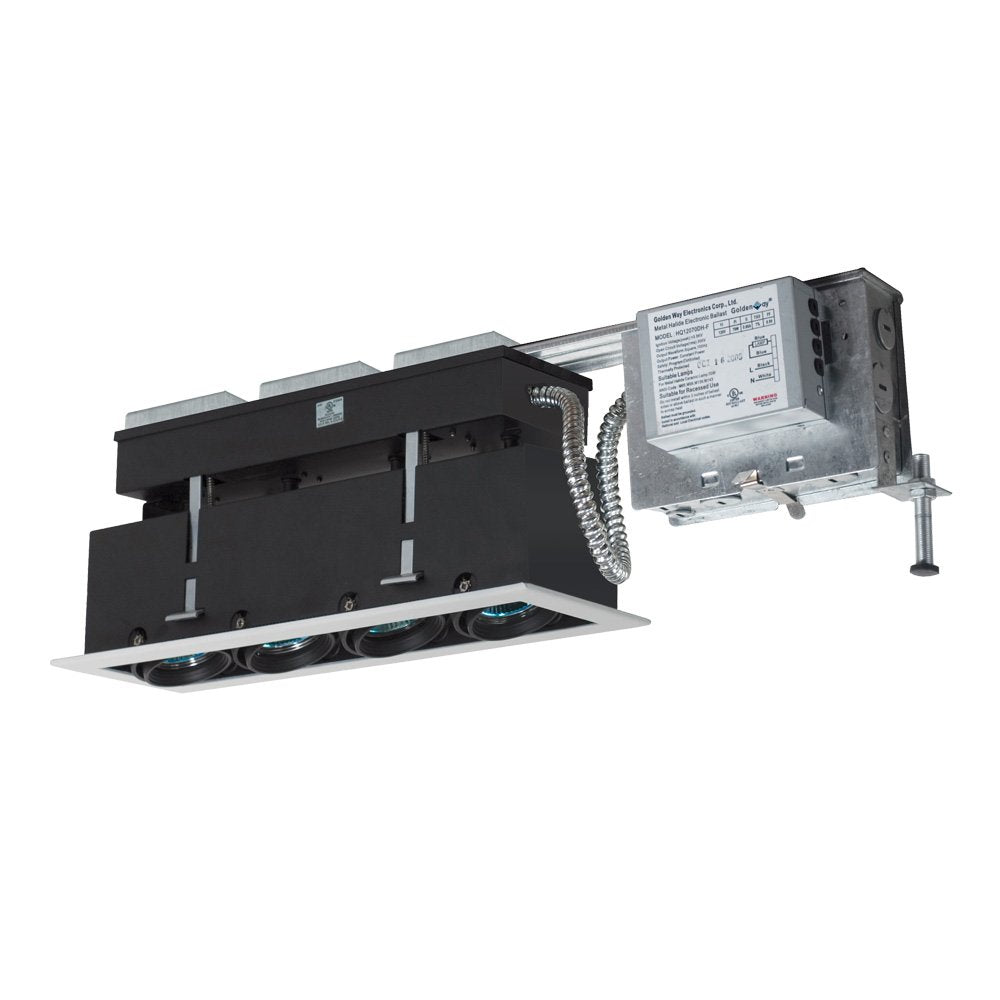 Jesco Lighting Mini Modulinear 39W MR16 Directional Light, 4-Light, Metal, 23.25inx3.375inx6.125in, Silver Trim/Black Interior,