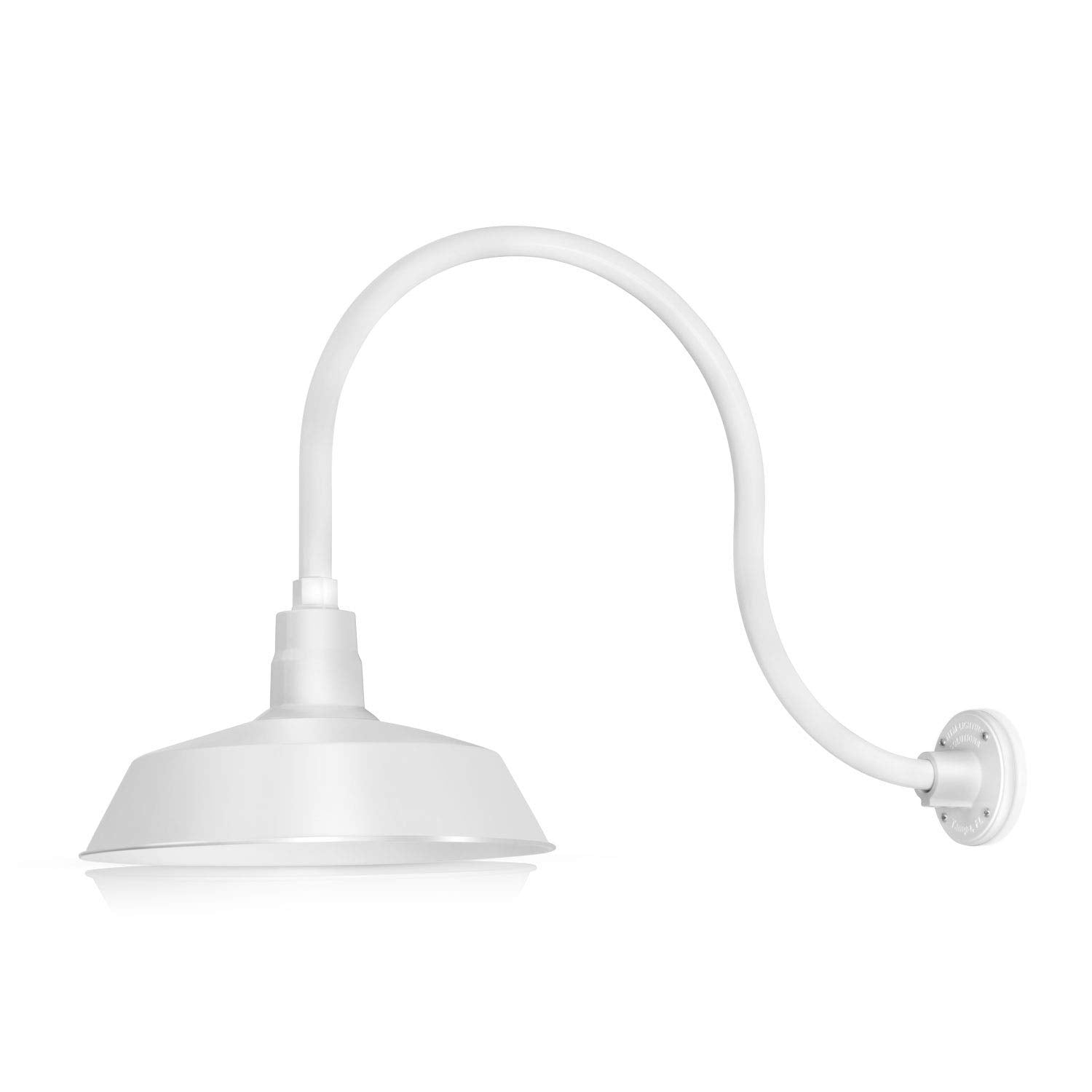 HTM LIGHTING SOLUTIONS Gooseneck Barn Light Fixture 14in. UL Listed Alloy Steel White 24in. Arm 2-Pack
