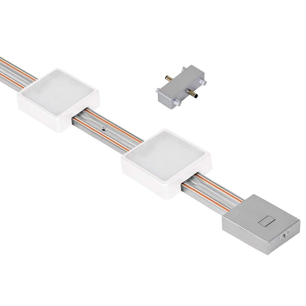 Jesco Lighting Kit-Rz-T12-Sq2-30-Sv Radianz 2-Light Dimmable Square Led Track Lighting Kit, Silver, 12&quot;