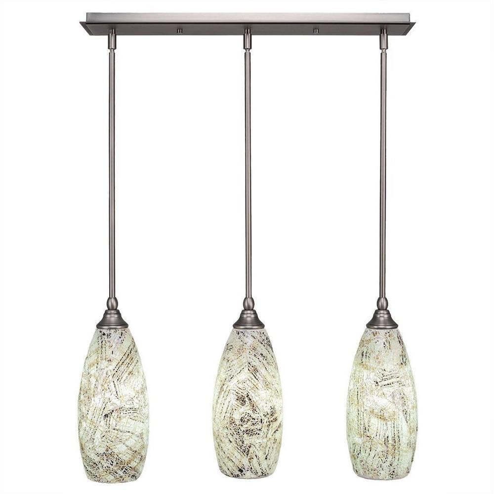 Toltec Lighting 25-Bn-5064 3 Light Multi-Light Mini Hang Straight Swivel Pendant With Natural Fusion Glass, 5.5&quot;, Brushed Nickel