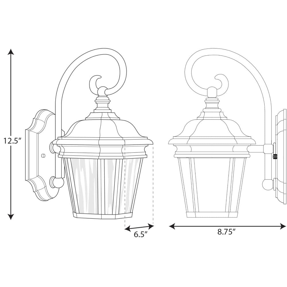 Progress Lighting Crawford 1-Light Outdoor Wall Lantern, Etched Glass, Aluminum, 12.50x6.50x6.50, Textured Black, Model P6630-31MD