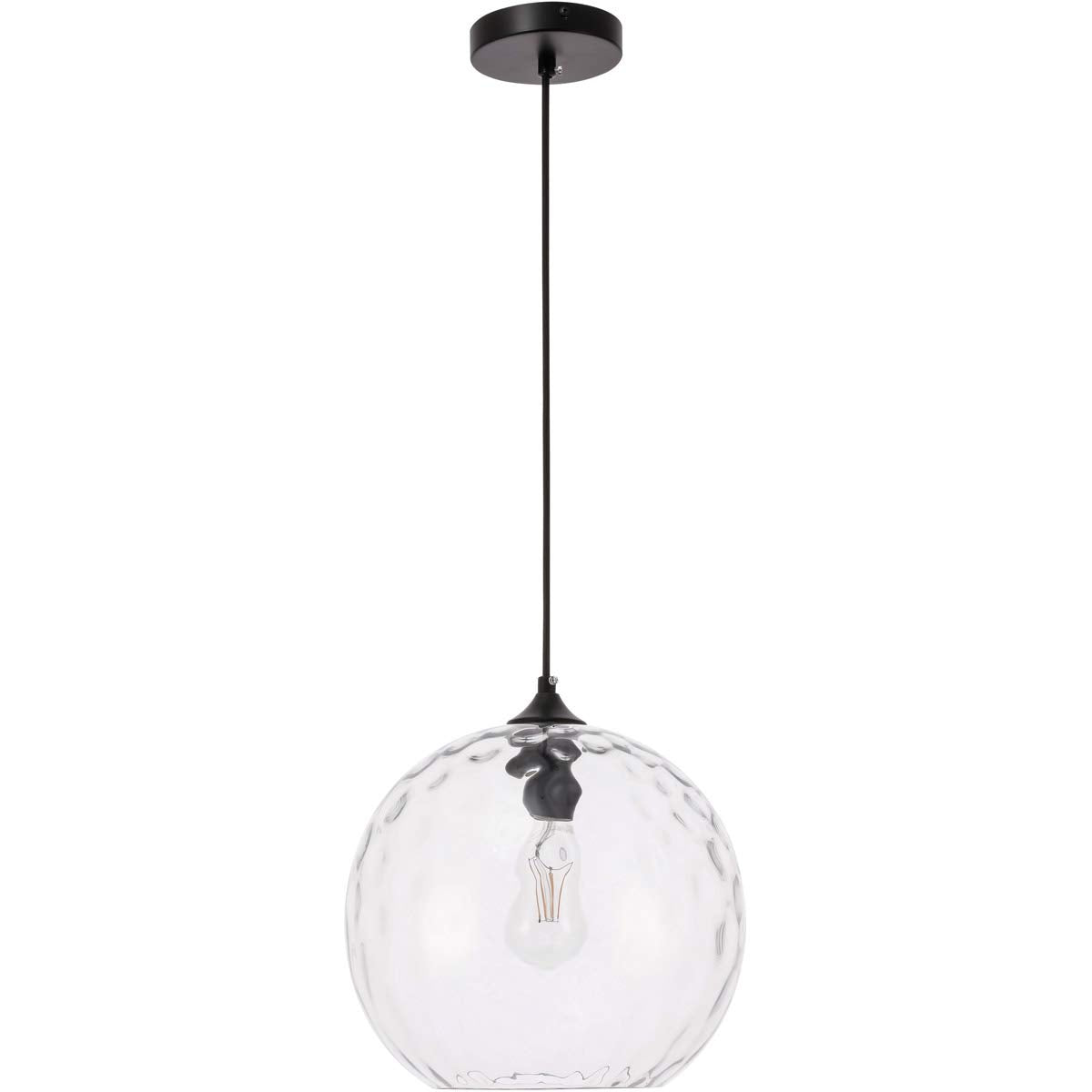 Living District Gibson 1-Light Metal and Glass Pendant in Black and Clear Finish