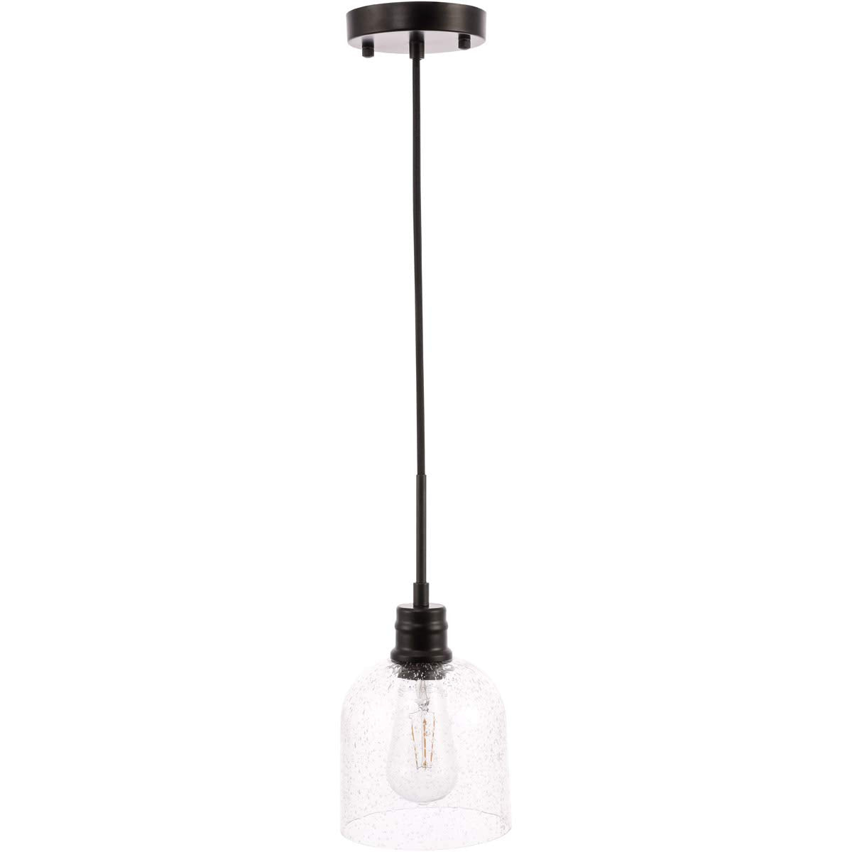 Gabe 1 Light Black And Clear Seeded Glass Pendant