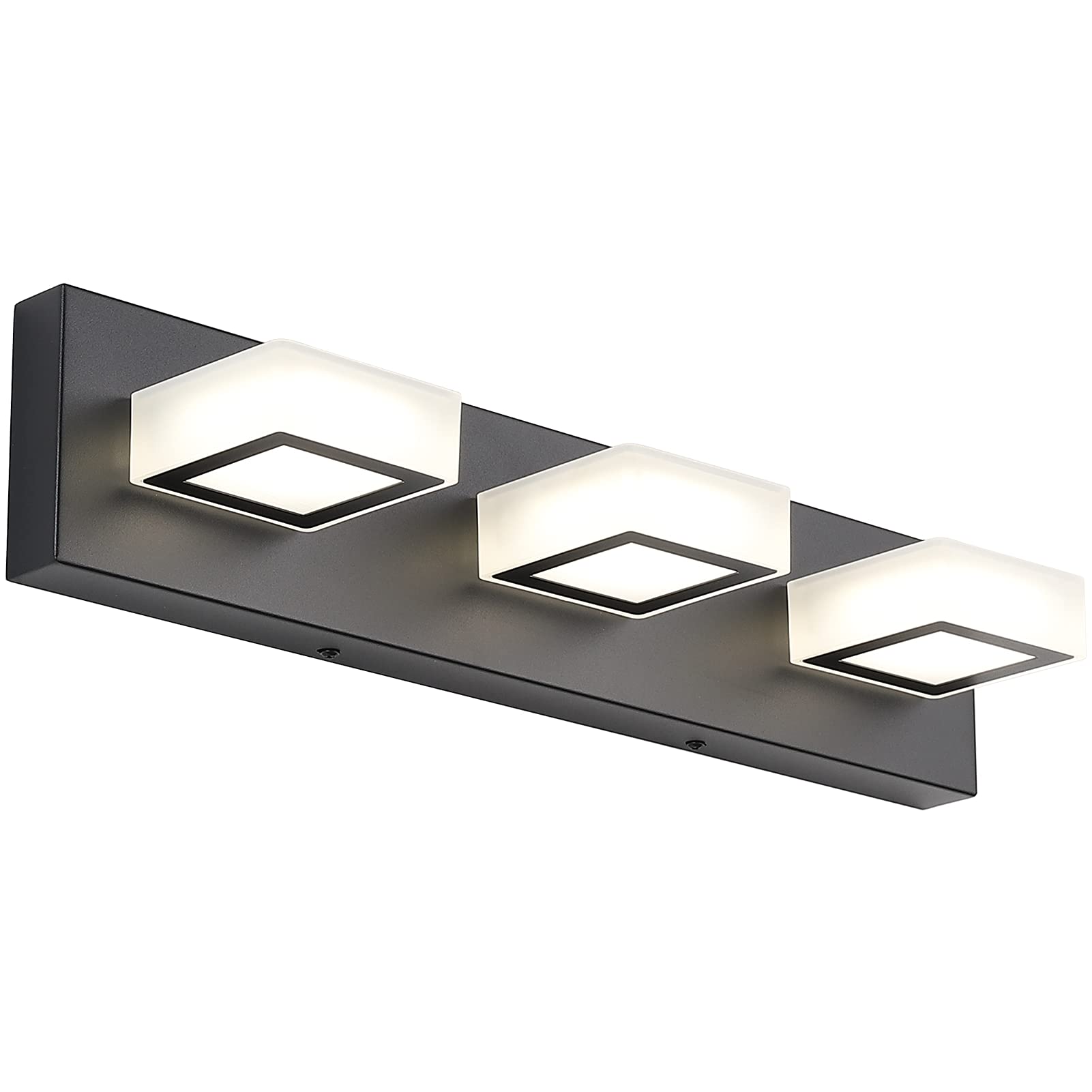 Ralbay Black Bathroom Vanity Lights 3 Lights Acrylic Modern Led Black Vanity Lights For Bathroom (Natural White Light)