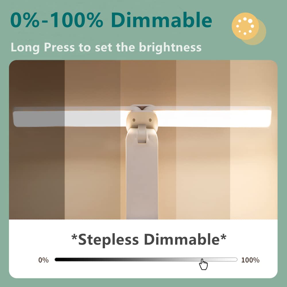 LuxLumin LED Desk Lamp, Portable, Battery Operated, Large Lighting Range, White, for Home Office, Kids, Reading, Studying
