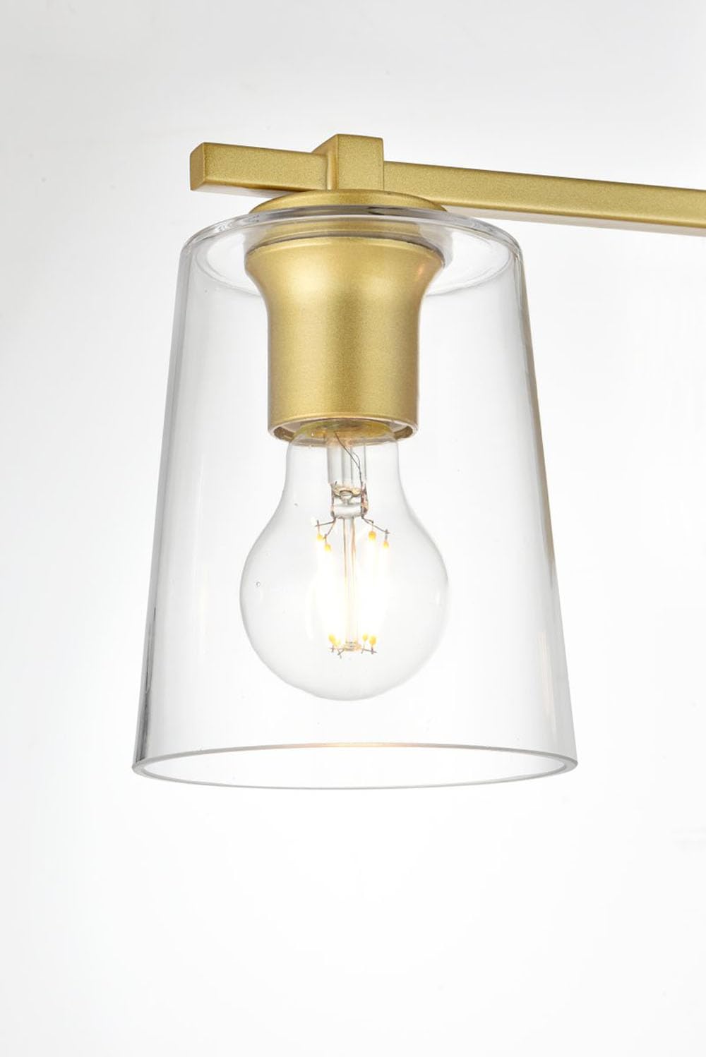 Living District Kacey 4-Light Iron & Glass Bath Sconce in Brass/Clear