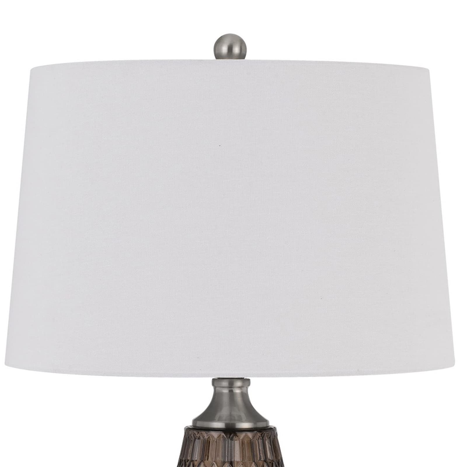 Benzara Glass Table Lamp with Dimmer, Geometric Base, 31 in., Brown, Model BM272317