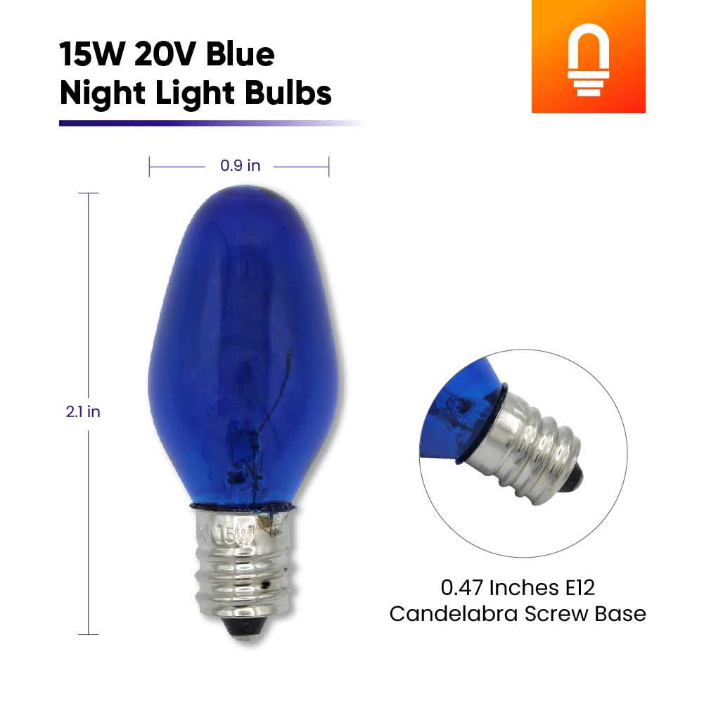 lumenivo Blue Night Light Bulbs 15W for Scentsy Warmer, 10 Count, Copper Material