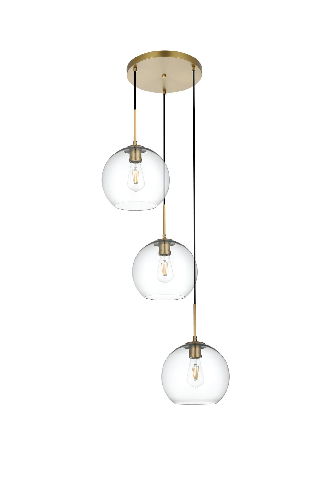 Living District Baxter 3 Lights Chrome Pendant with Clear Glass