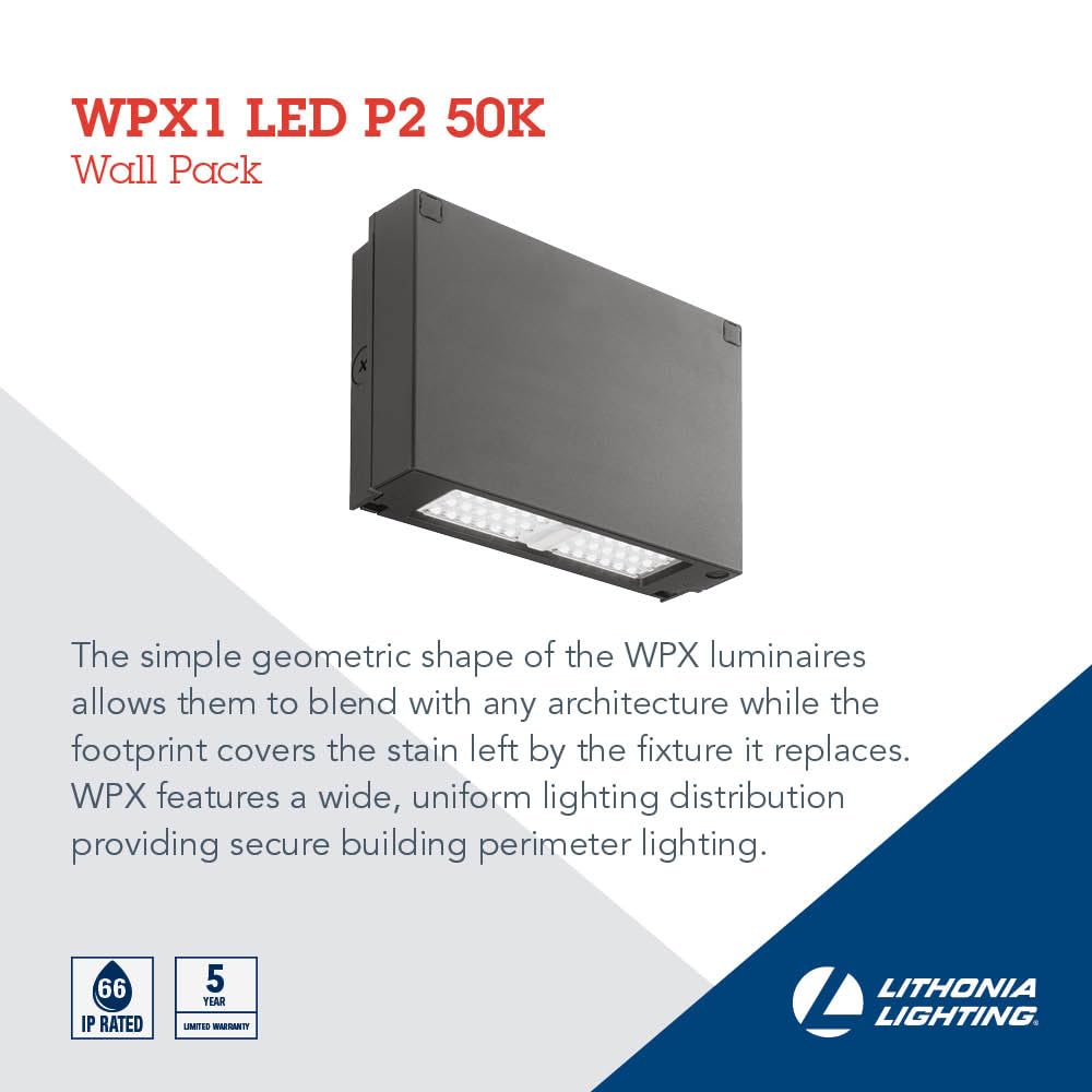 Lithonia Lighting Outdoor Wallpack LED 5000K 2900 Lumen Aluminum Dark Bronze Model WPX1