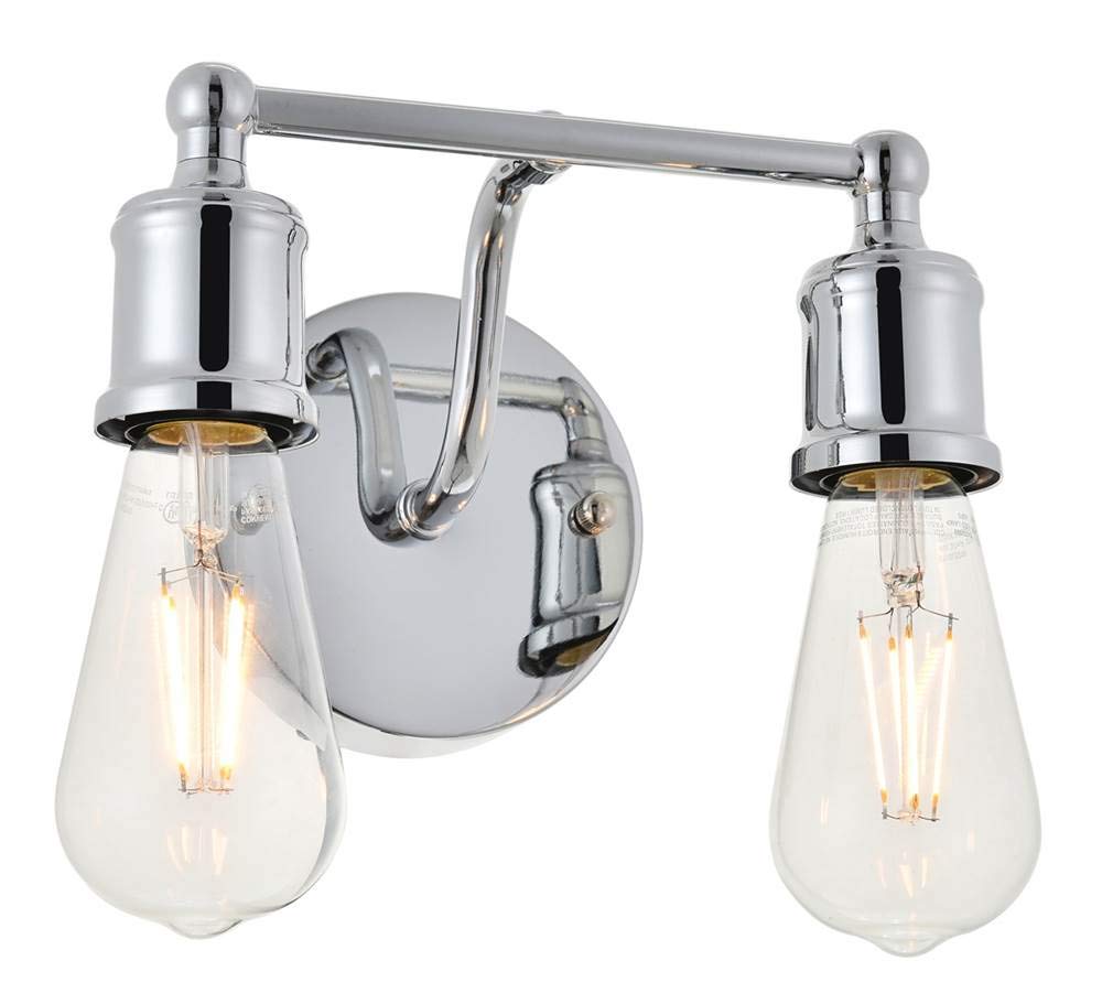 Living District Serif 2-Light Mid-Century Metal Wall Sconce in Chrome