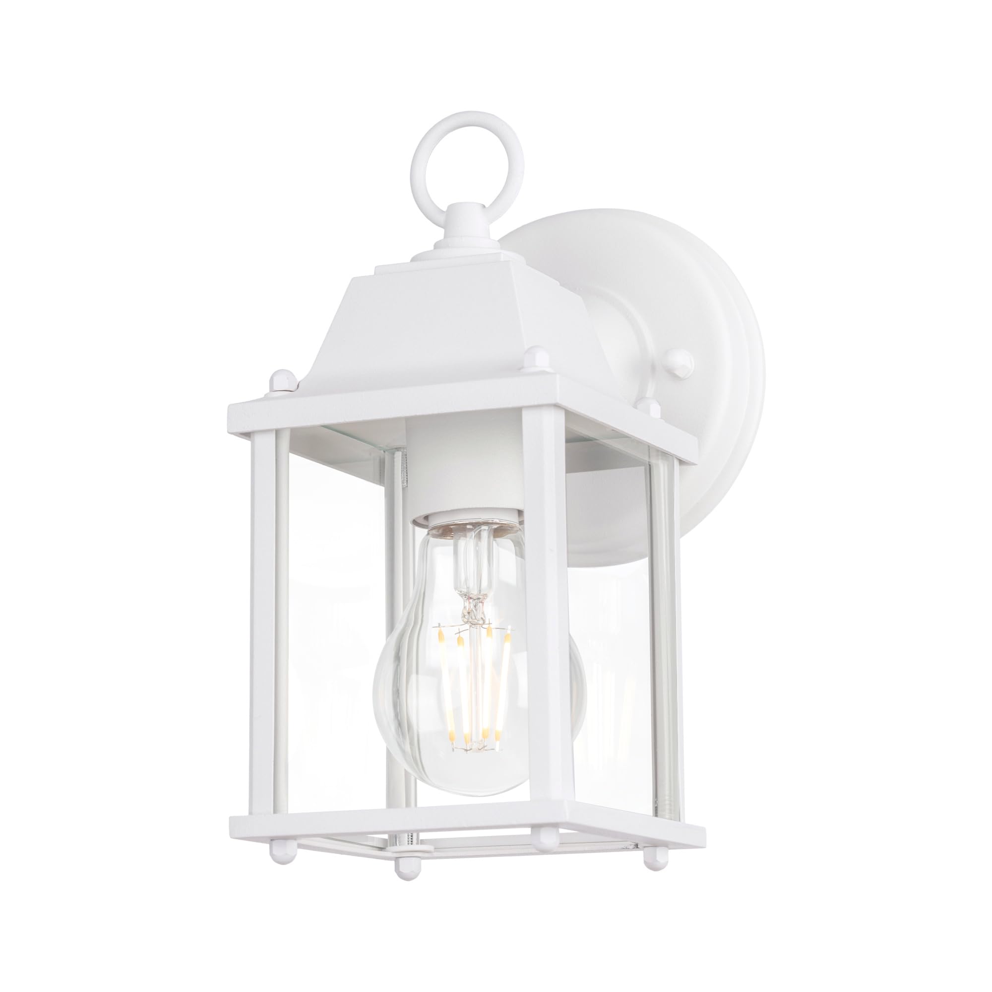 LIT-PaTH Outdoor Wall Lantern, Wall Sconce as Porch Lighting Fixture, E26 Base, Aluminum Housing Plus Glass, Water-Proof and Out