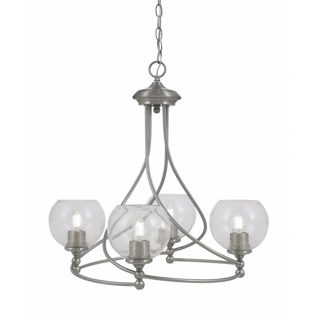 Toltec Lighting 904-BN-4100 Capri - 4 Light Uplight Chandelier-22.75 Inches Tall and 23.25 Inches Wide, Finish Color: Brushed Nickel, Glass Color: Clear Bubble