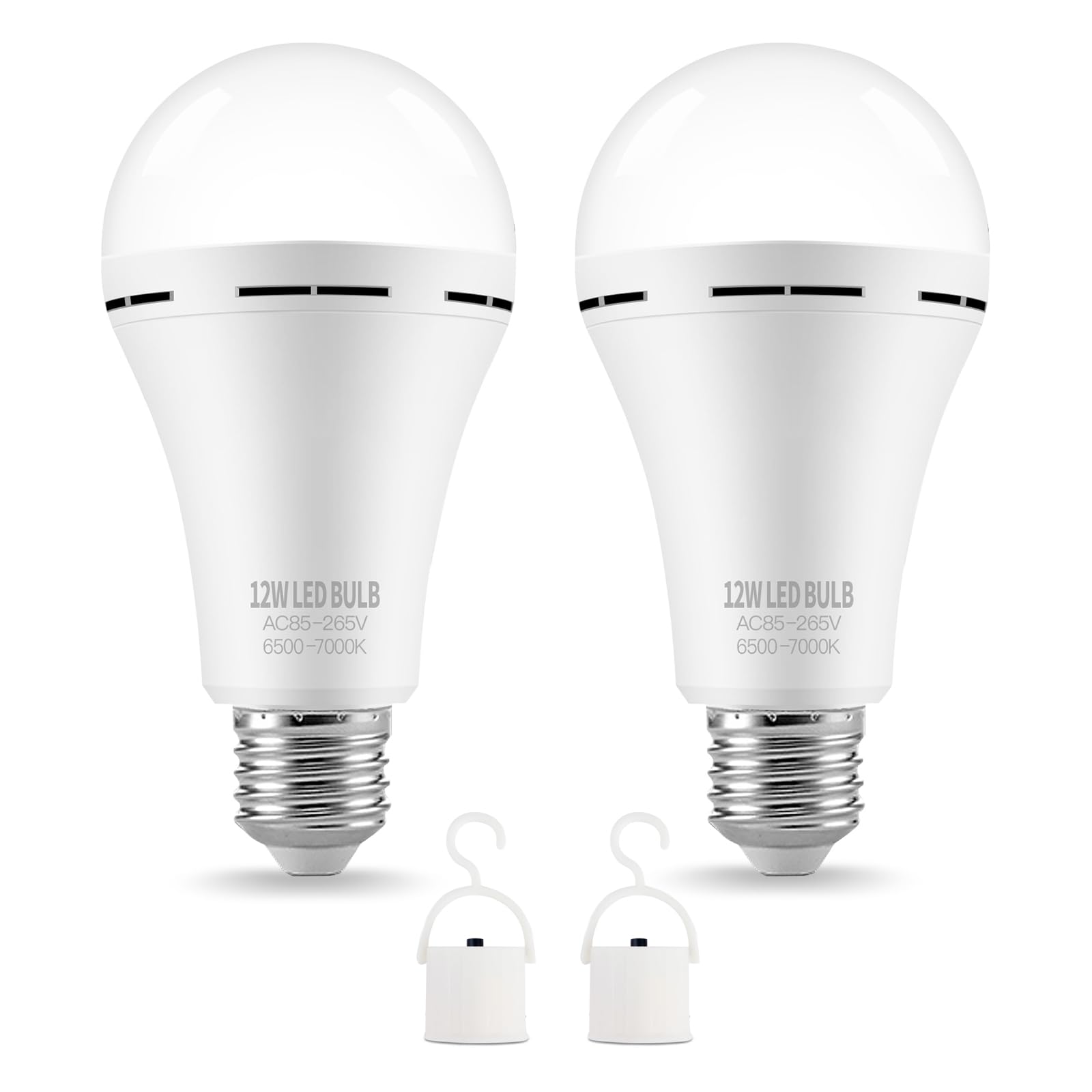 Moslian Rechargeable Light Bulbs 2 Pack Emergency Light Bulbs For Power Outage Hurricane Camping Battery Powered Light Bulb 12W 