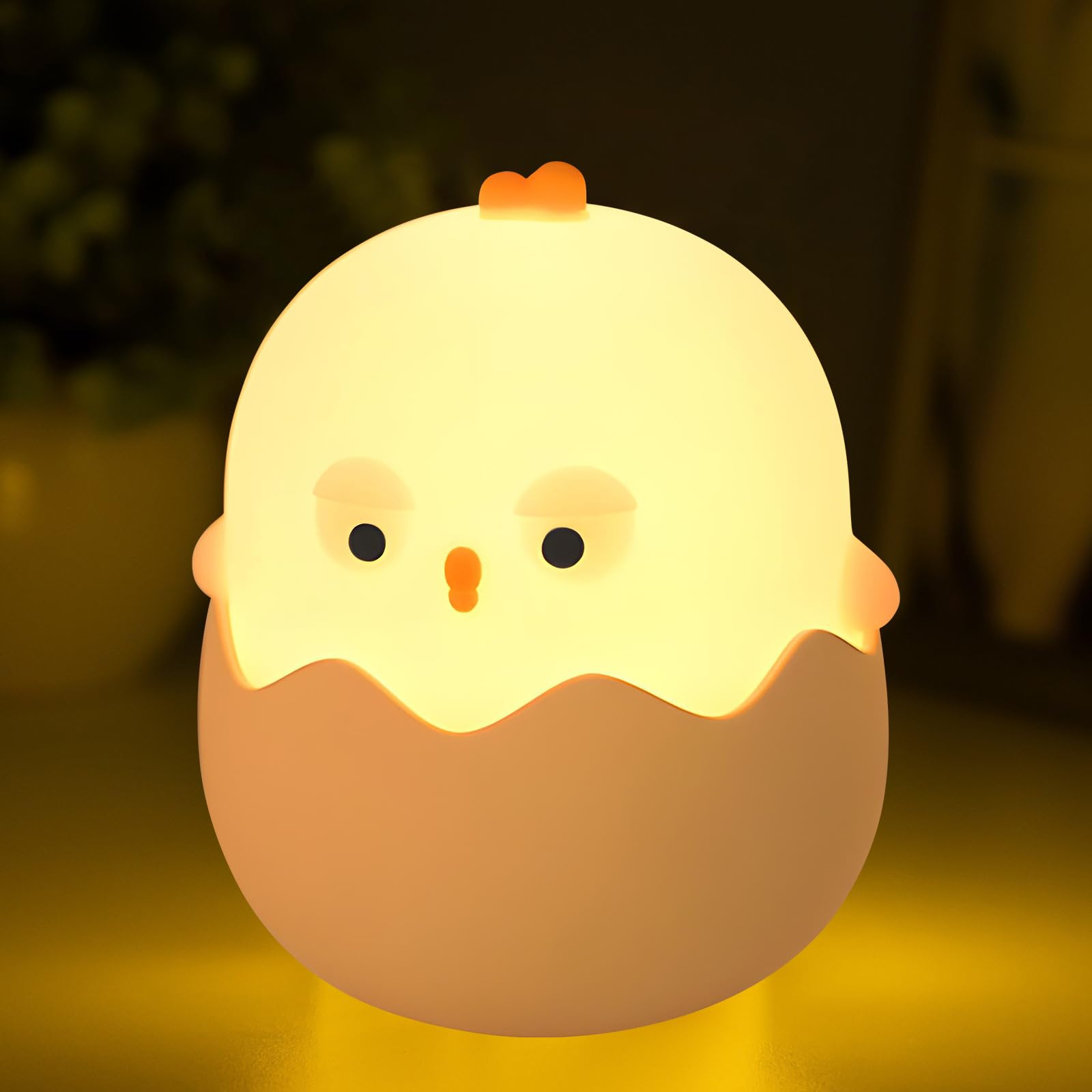 HPYDIY Easter Chick Egg Night Light - Dimmable 7-Color LED Nursery Lamp for Babies, Soft Silicone Touch Eggshell Decor for Easte