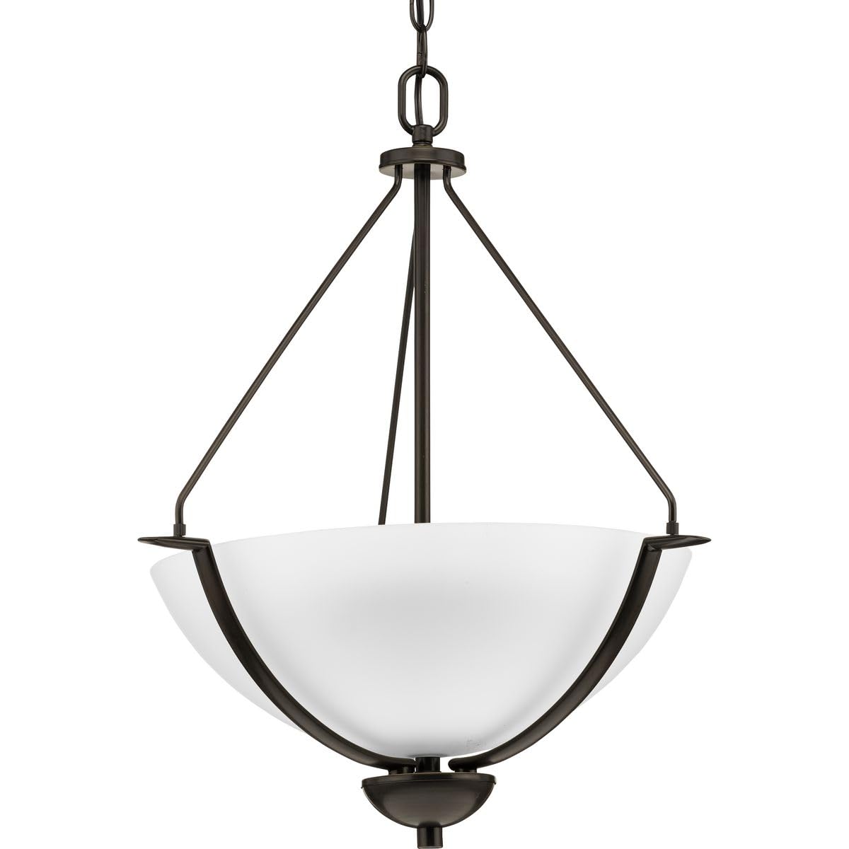 Bravo Collection 3-Light Antique Bronze Etched Glass Modern Inverted Pendant Light