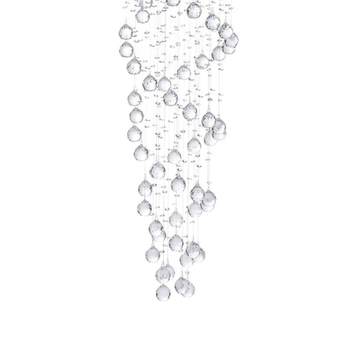 Finesse Decor Crystal Chandelier, 7 Light Modern Spiral, 73in Hanging Length, Clear, Model FN-1105, Aluminum and Crystal